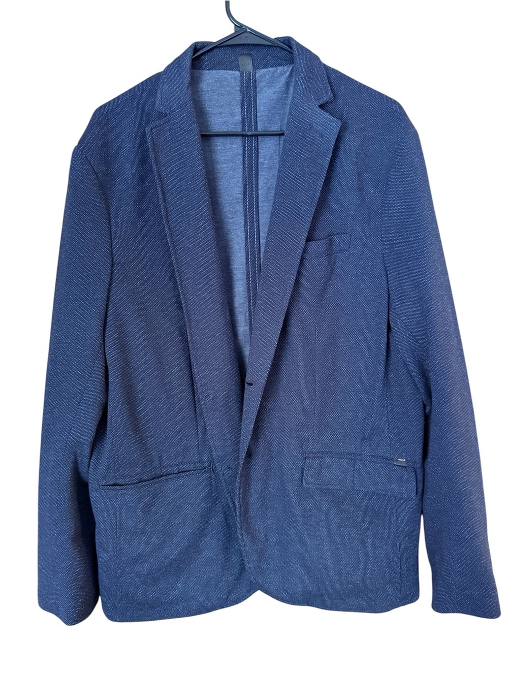 Zara Men's Navy Textured Knit Blazer